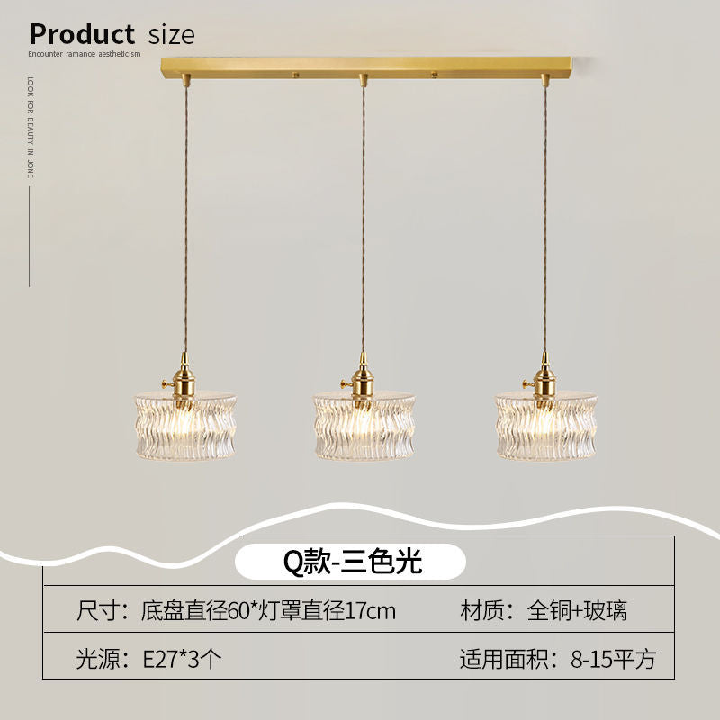 Lustre Pendente 3 Lâmpadas Cristal e Cobre Luxo Moderno
