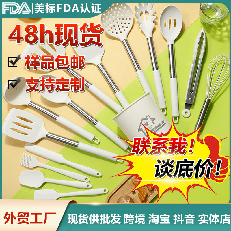 Kit 15 utensílios de silicone antiaderente para cozinha completo