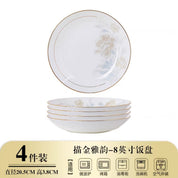 Prato de porcelana Jingdezhen raso elegante decoração moderna
