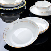 Prato de porcelana Jingdezhen 8 polegadas raso branco decoração premium