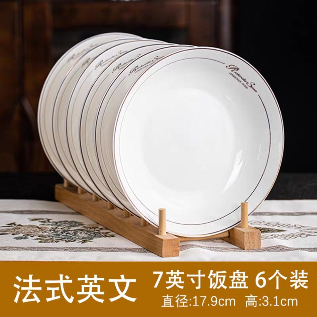 Prato porcelana Jingdezhen branco raso decoração casa elegante