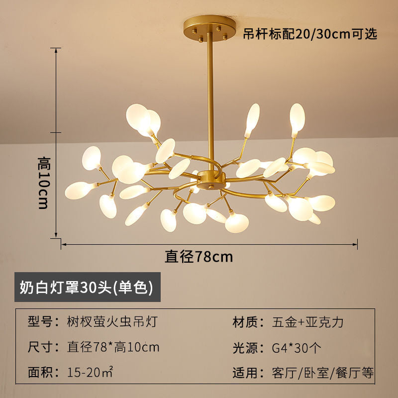 Lustre Pendente Firefly Moderno Galhos LED Dourado para Sala