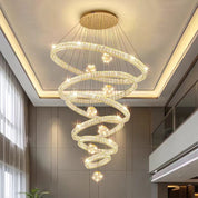 Lustre Cristal Duplo Pé Direito Alto Escada Hall Luxo Estrelas
