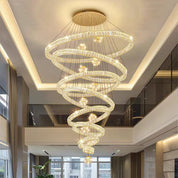 Lustre Cristal Duplo Pé Direito Alto Escada Hall Luxo Estrelas