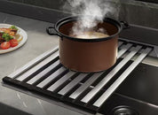 Escorredor dobrável silicone cozinha design ergonômico alças laterais