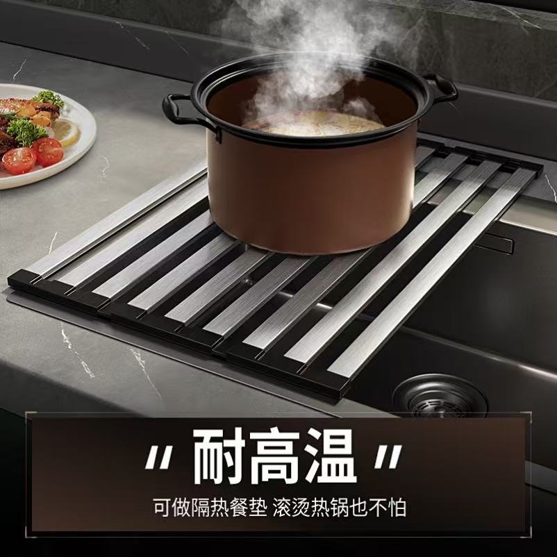 Escorredor dobrável silicone cozinha design ergonômico alças laterais