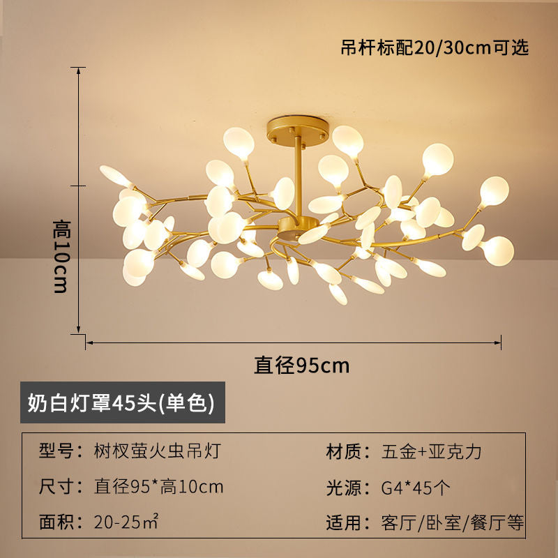 Lustre Pendente Firefly Moderno Galhos LED Dourado para Sala